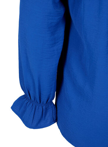 V-Ausschnitt Bluse mit langen Ärmeln, Mazarine Blue, Packshot image number 3