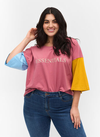 Colourblock T-Shirt mit 2/4-Ärmeln