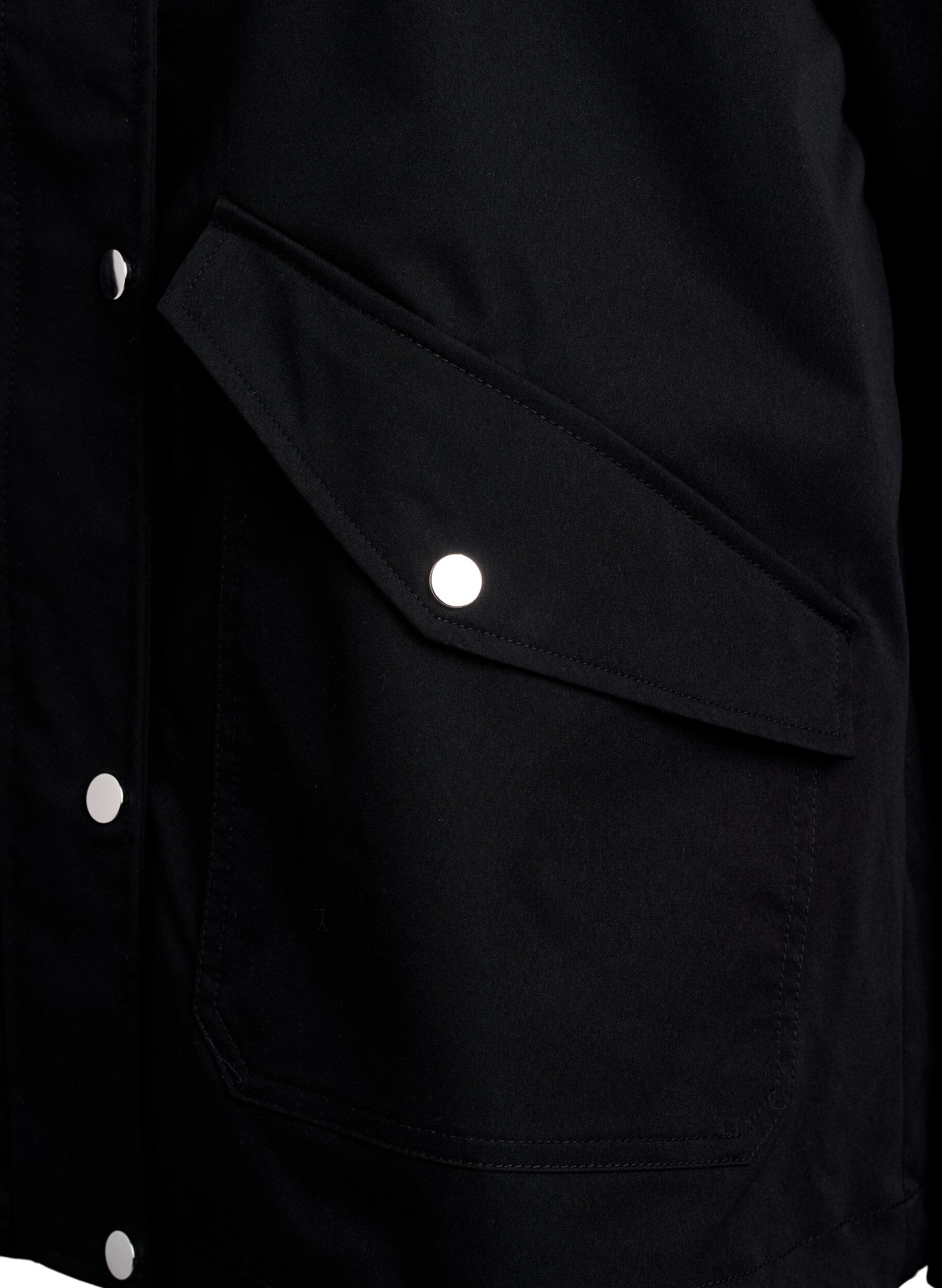 Zizzi Kurze Fr&uuml;hlingsjacke mit abnehmbarer Kapuze, Schwarz, Packshot image number 3
