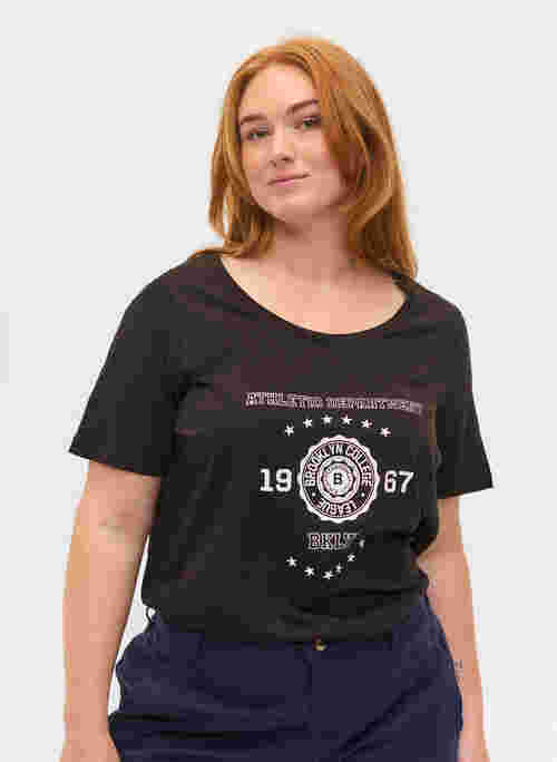 Kurzärmeliges Baumwoll-T-Shirt mit Druck