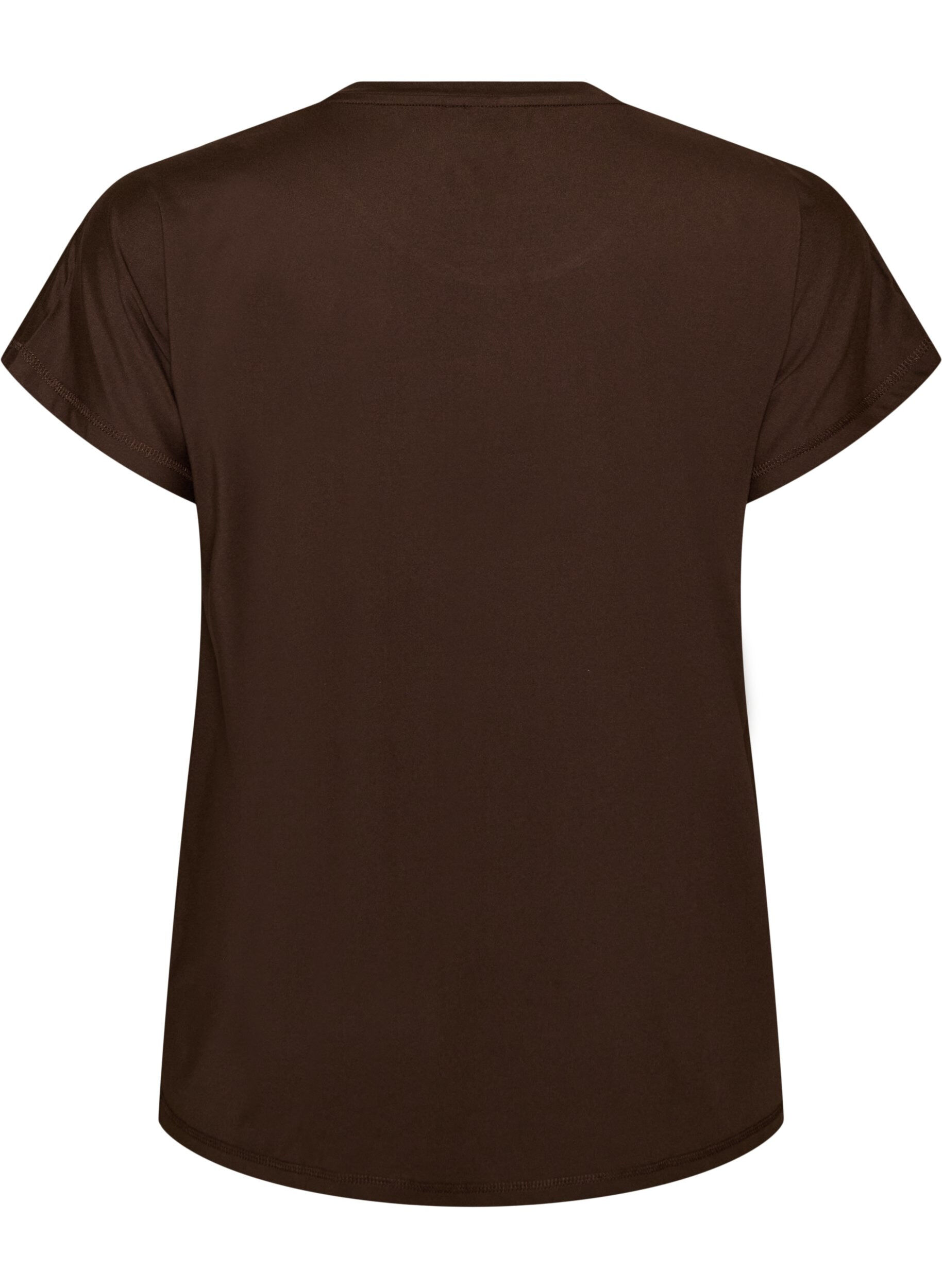 ZizziEinfarbiges Trainings-T-Shirt, Braun, Packshot image number 1