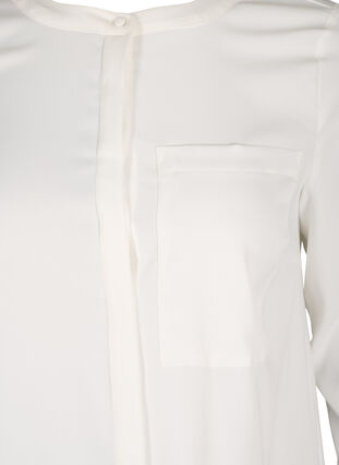 Schlichte lange Bluse mit Tasche, Warm Off-white, Packshot image number 2