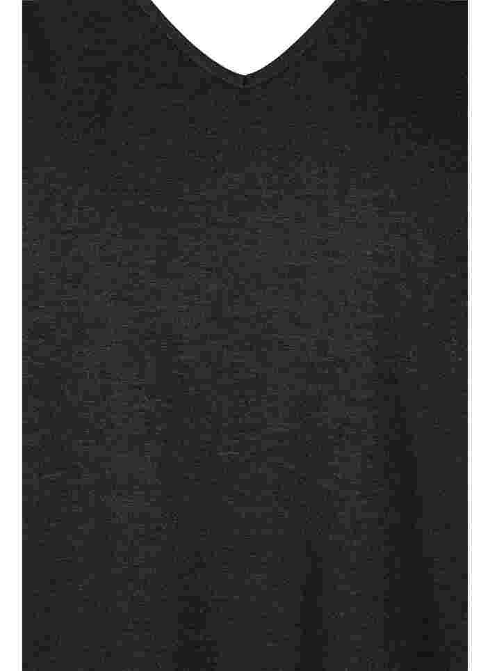 Melange-Kleid mit 3/4-Ärmeln und V-Ausschnitt, Dark Grey Mel., Packshot image number 2
