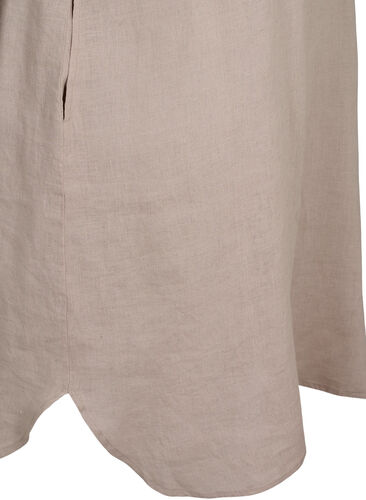 Kurzärmeliges Kleid aus 100% Leinen, Sand, Packshot image number 3