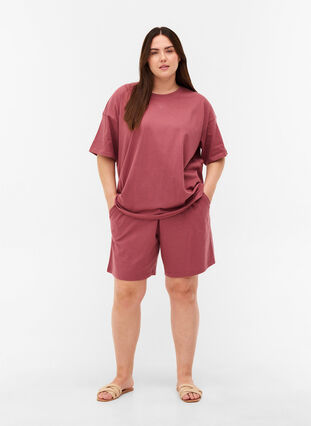Kurzarm T-Shirt aus Baumwolle, Deco Rose, Model image number 2