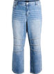 Jeans mit weitem Bein und Ziernähten, Blau, Packshot image number 0