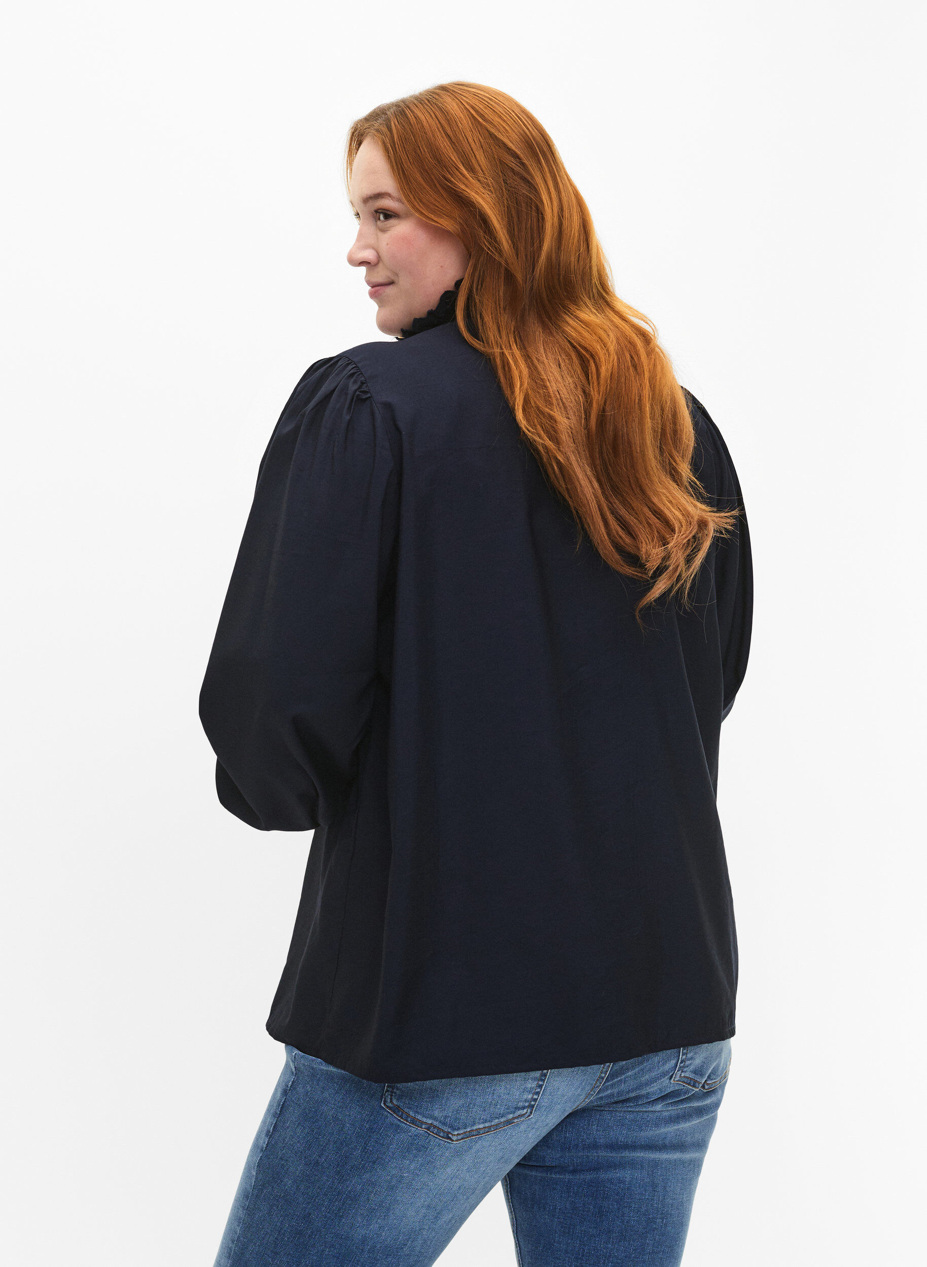 Zizzi Viskose Shirt Bluse mit Ruffles, Sky Captain, Model image number 1