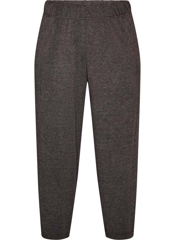 Hose aus Jersey mit Barrel Fit und hoher Taille, Grau, Packshot image number 0