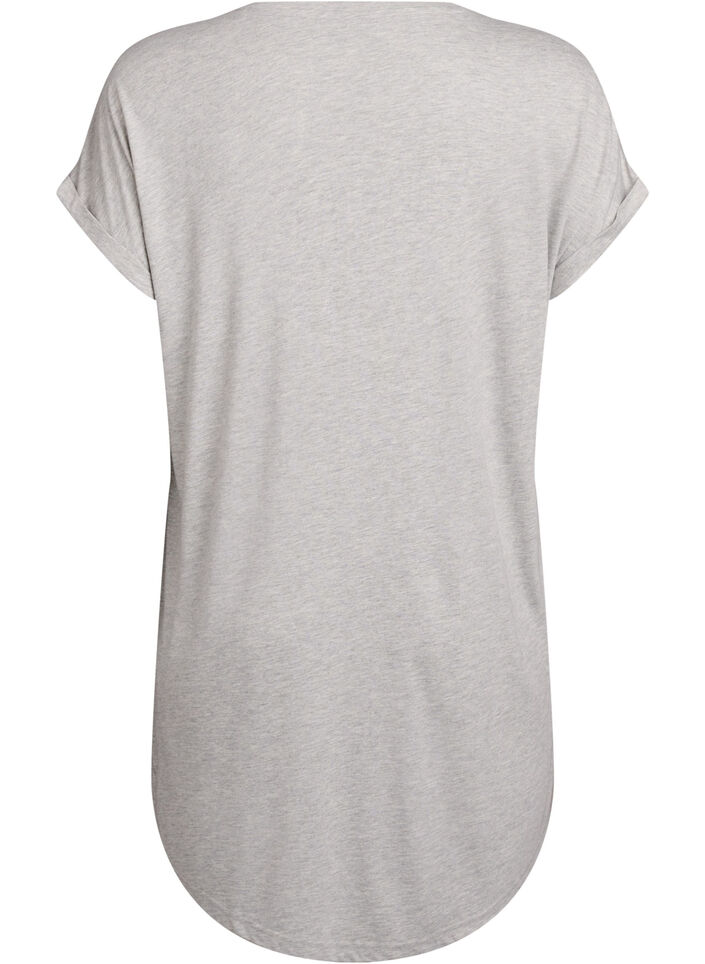 Kurzarm-Nachthemd mit Textaufdruck, Grau, Packshot image number 1
