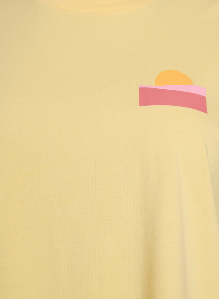 T-Shirt aus Bio-Baumwolle mit R&uuml;ckenprint, Gelb, Packshot image number 2