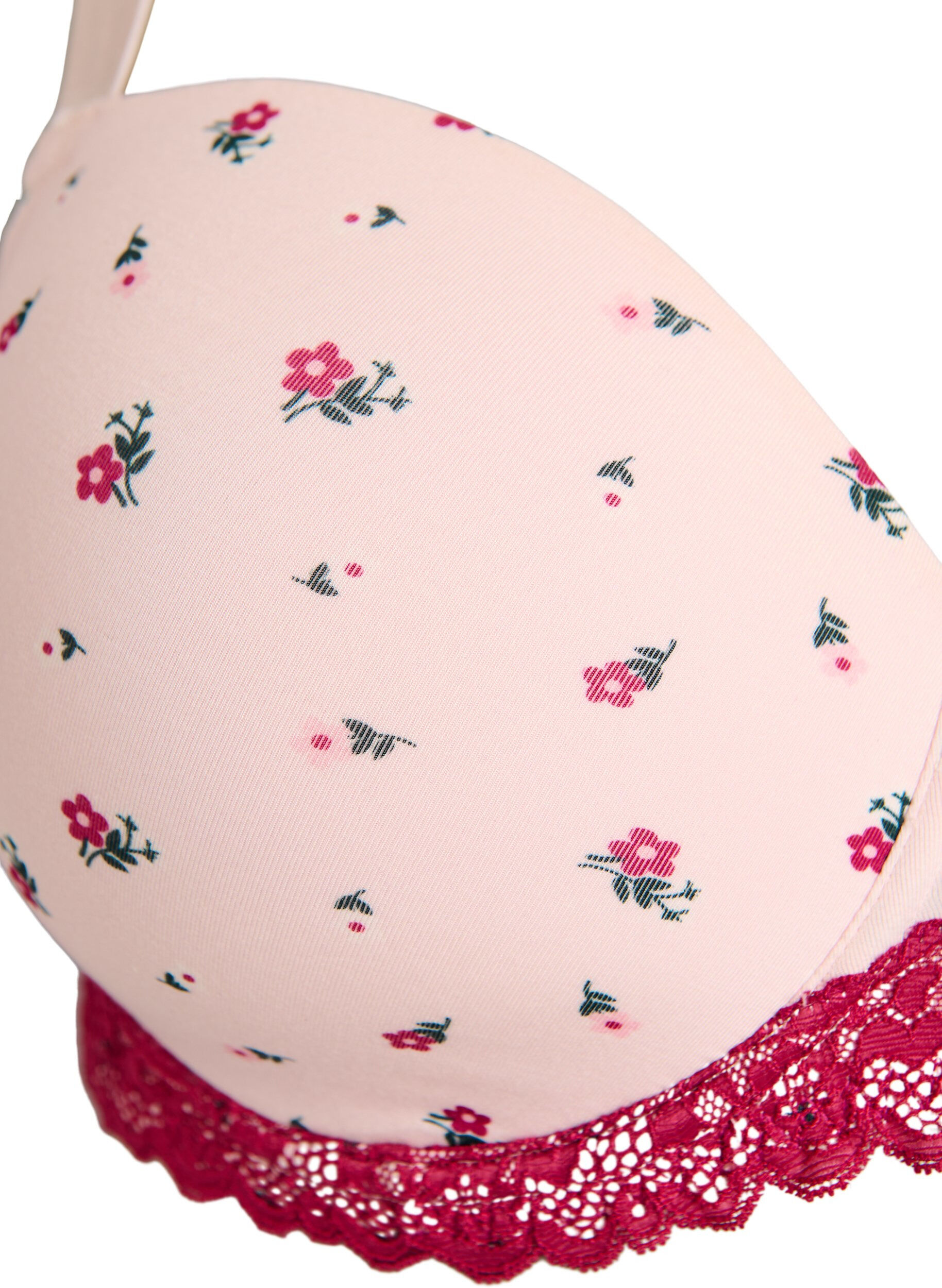 ZizziVorgeformter BH mit Blumenmuster und Spitze, Rot, Packshot image number 2
