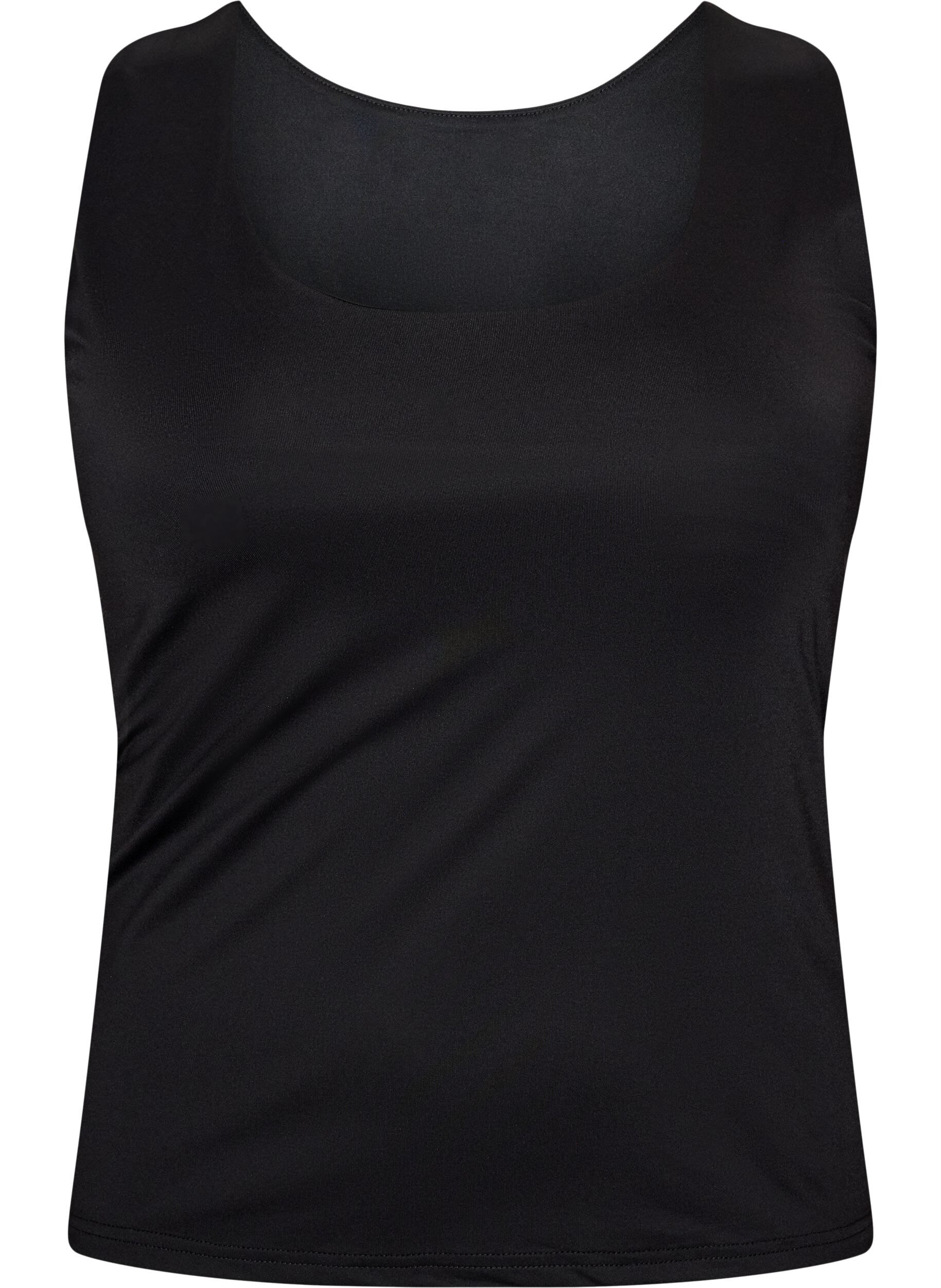 ZizziFigurbetontes Basic-Top aus glattem Stoff, Schwarz, Packshot image number 0