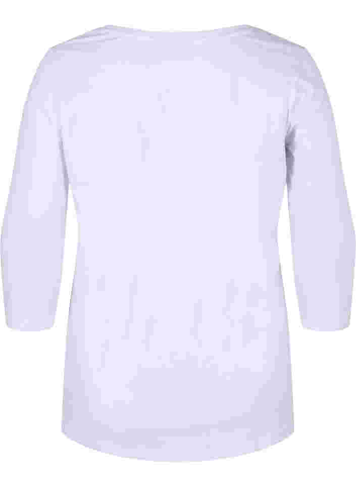 Basic T-Shirt mit 3/4-Ärmeln, Bright White, Packshot image number 1