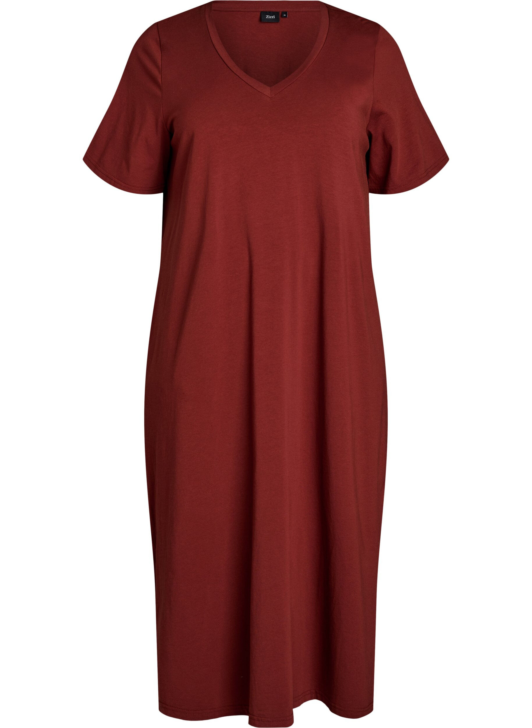 Zizzi Midi-T-Shirtkleid mit V-Ausschnitt., 0426, Packshot image number 0