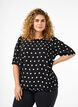 Gepunktete Bluse mit kurzen Ärmeln, Black W. White Dot, Model image number 0