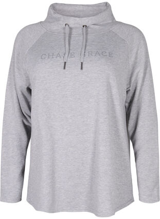 Sweatshirt mit hohem Kragen, Light Grey Melange, Packshot image number 0