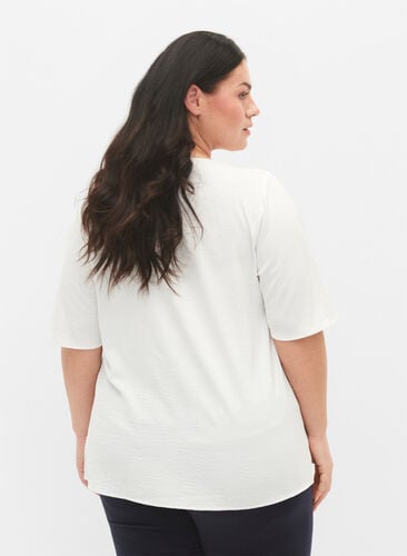 Kurzärmelige Bluse mit A-Form, Bright White, Model image number 1