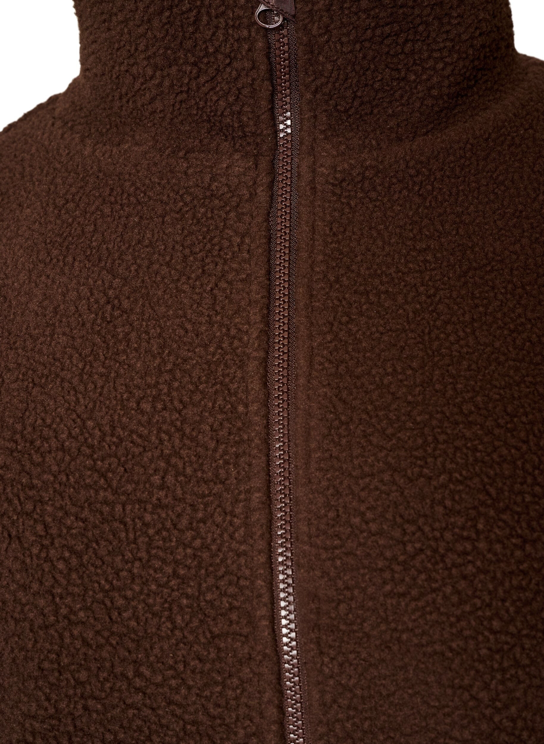 ZizziTeddyjacke mit Details aus Lochstickerei und hohem Kragen, Braun, Packshot image number 2