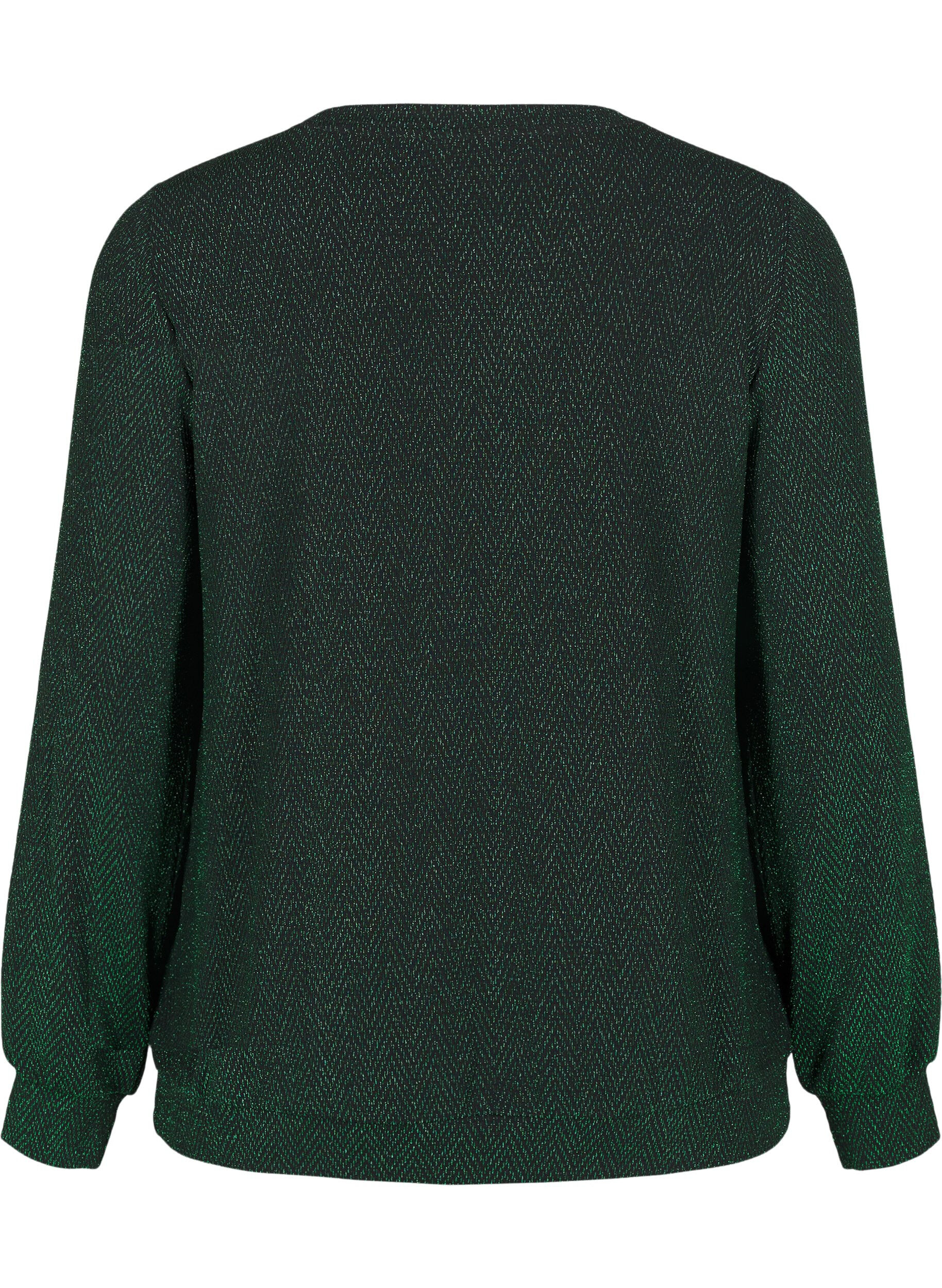 Zizzi Bluse mit Schimmermuster, Scarab ZigZagShimmer, Packshot image number 1