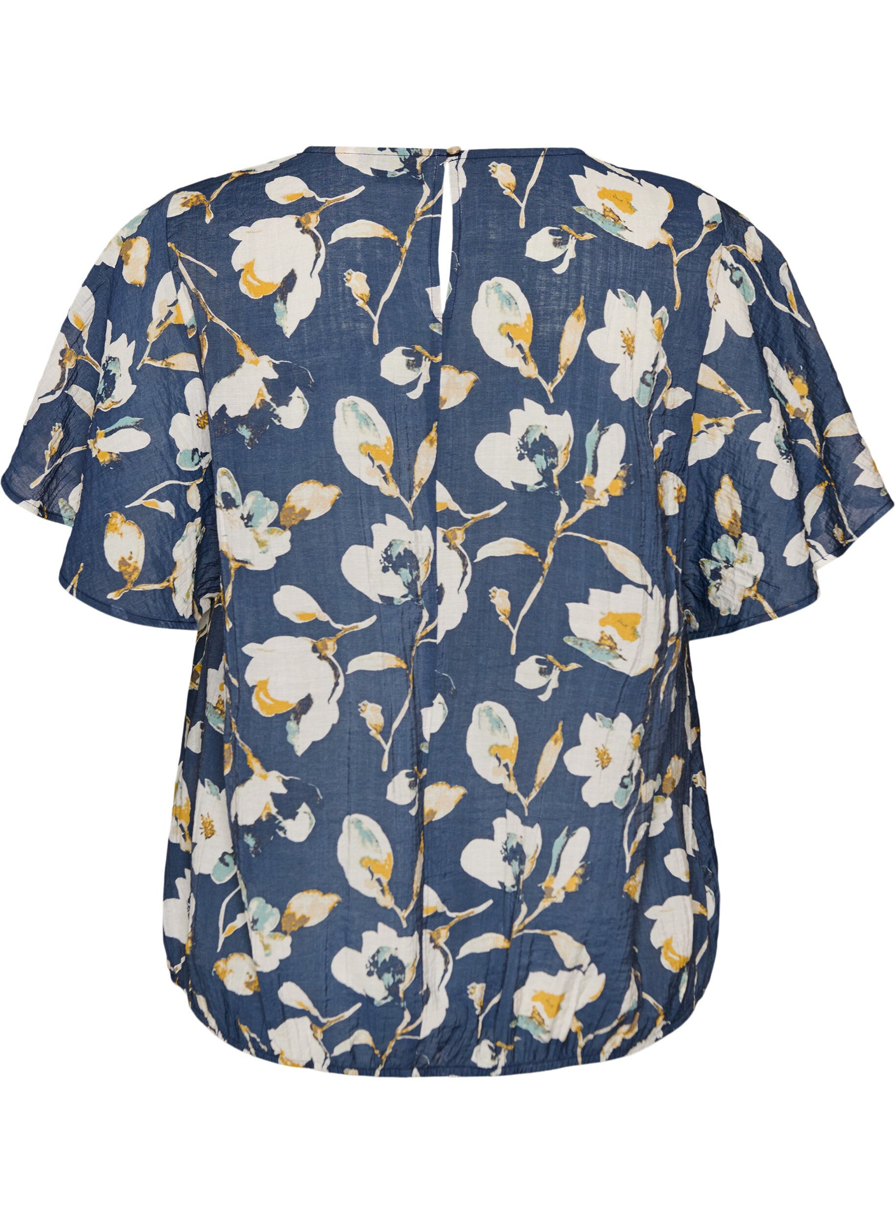 ZizziBluse mit Ballonform und Fl&uuml;gel&auml;rmeln, Blau, Packshot image number 1