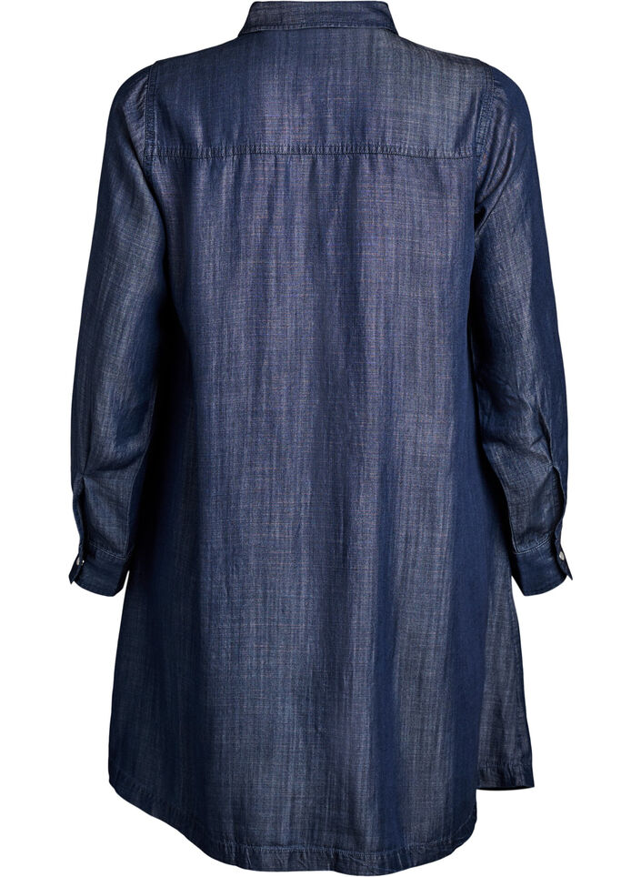 Kurzes Denimkleid aus Lyocell mit Druckknöpfen, Blau, Packshot image number 1