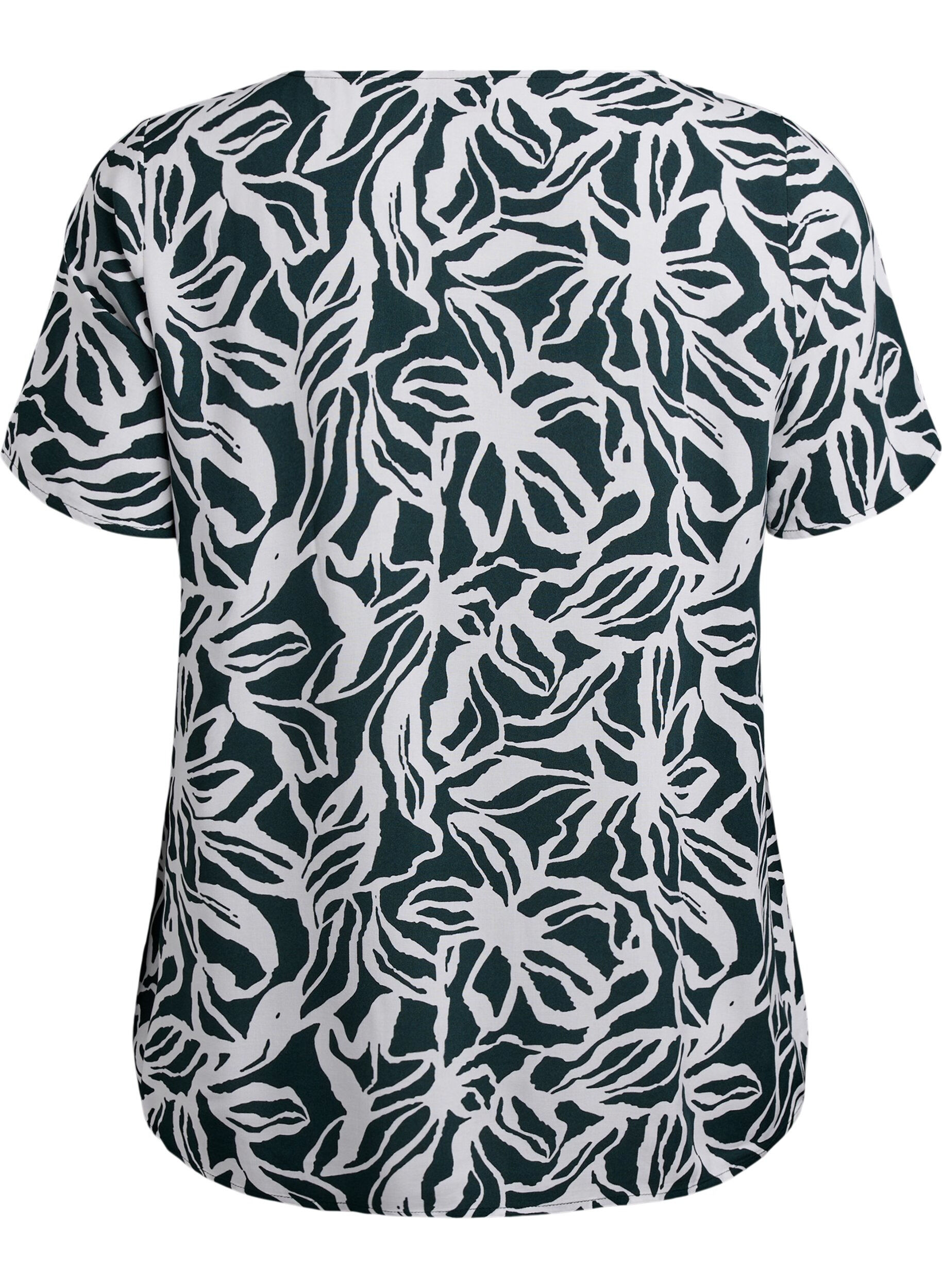 ZizziKurzarmbluse aus Viskose mit Aufdruck, Gr&uuml;n, Packshot image number 1