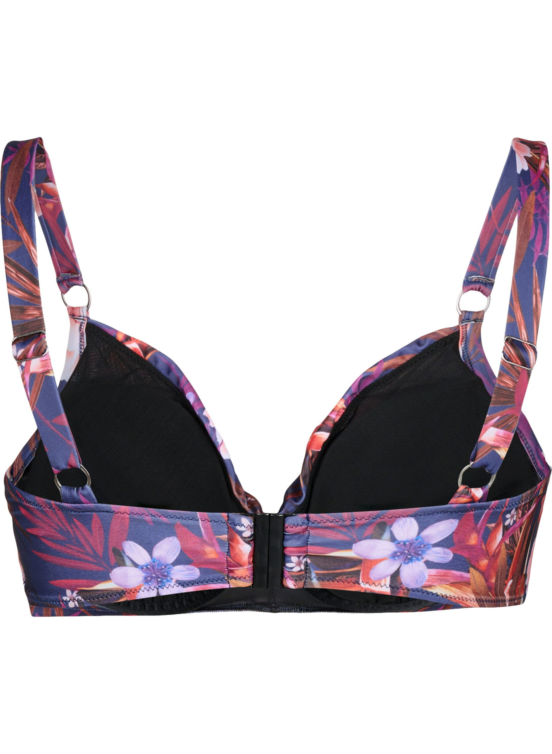 Zizzi Bedruckter Bikini BH mit B&uuml;gel, Purple Flower, Packshot image number 1