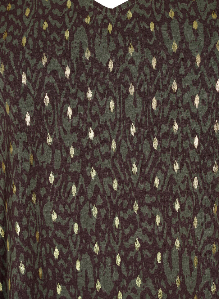 Bluse mit Aufdruck und langen Ärmeln, Green Ethnic AOP, Packshot image number 2