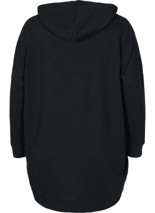 Sweatshirt aus Baumwolle mit Kapuze und High-Low-Effekt, Black, Packshot image number 1