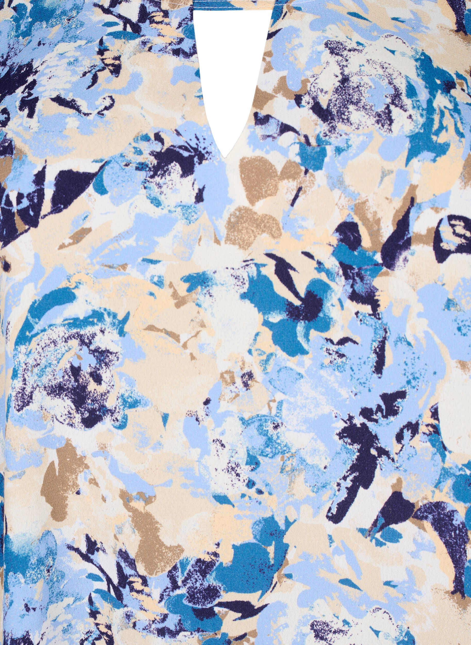 Zizzi Bluse mit Druck, Blau, Packshot image number 2