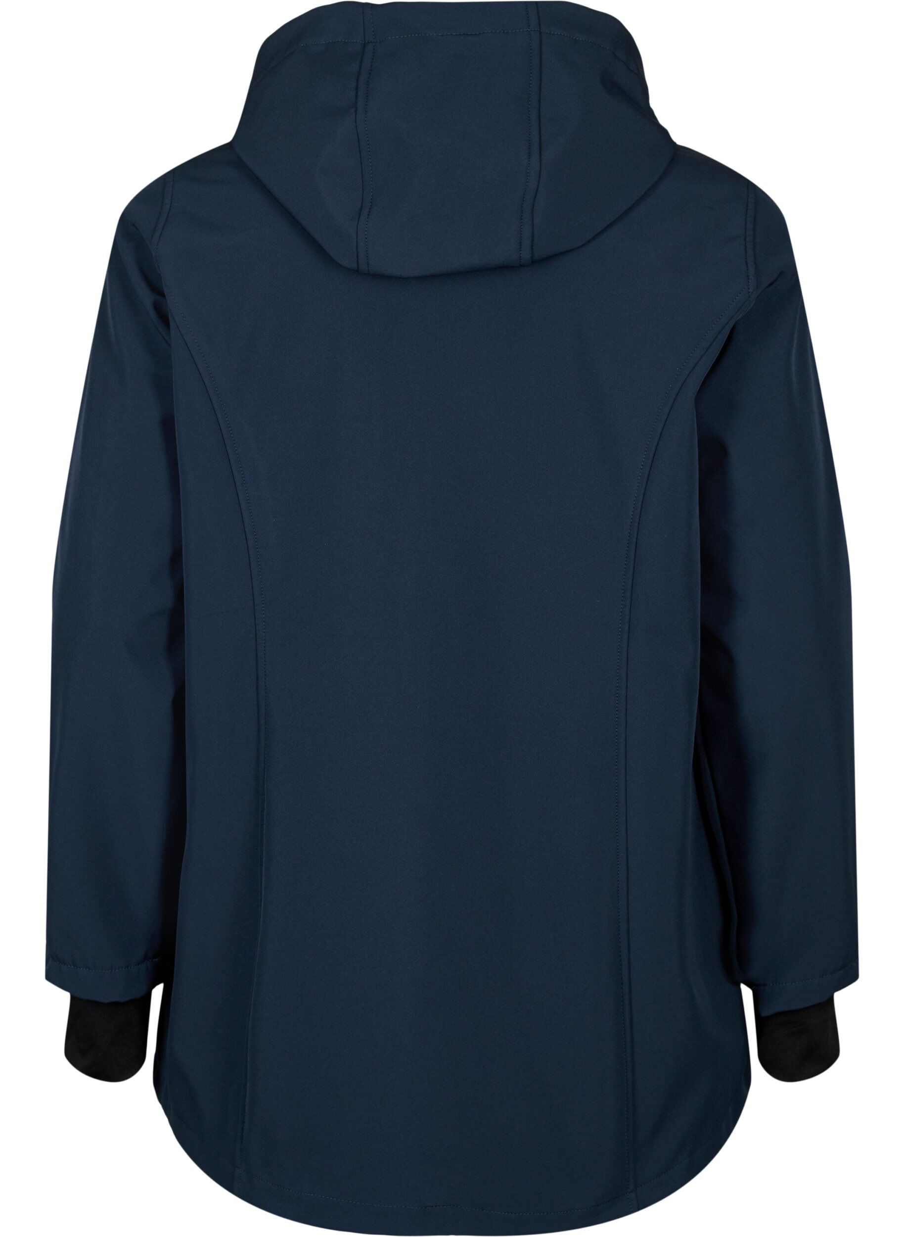 ZizziKurze Softshell-Jacke mit abnehmbarer Kapuze, Blau, Packshot image number 1