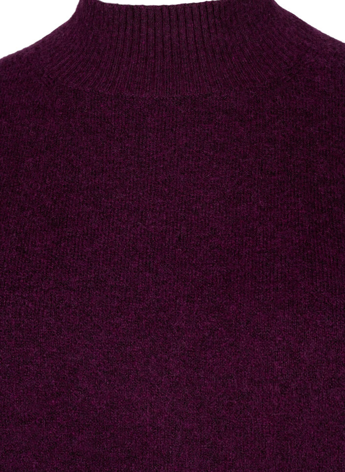 Gestrickte Wollbluse mit hohem Kragen, Potent Purple Mel., Packshot image number 2
