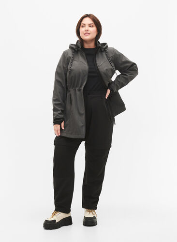 Weiche Schale Jacke mit abnehmbarer Kapuze, Dark Grey Melange, Model image number 3