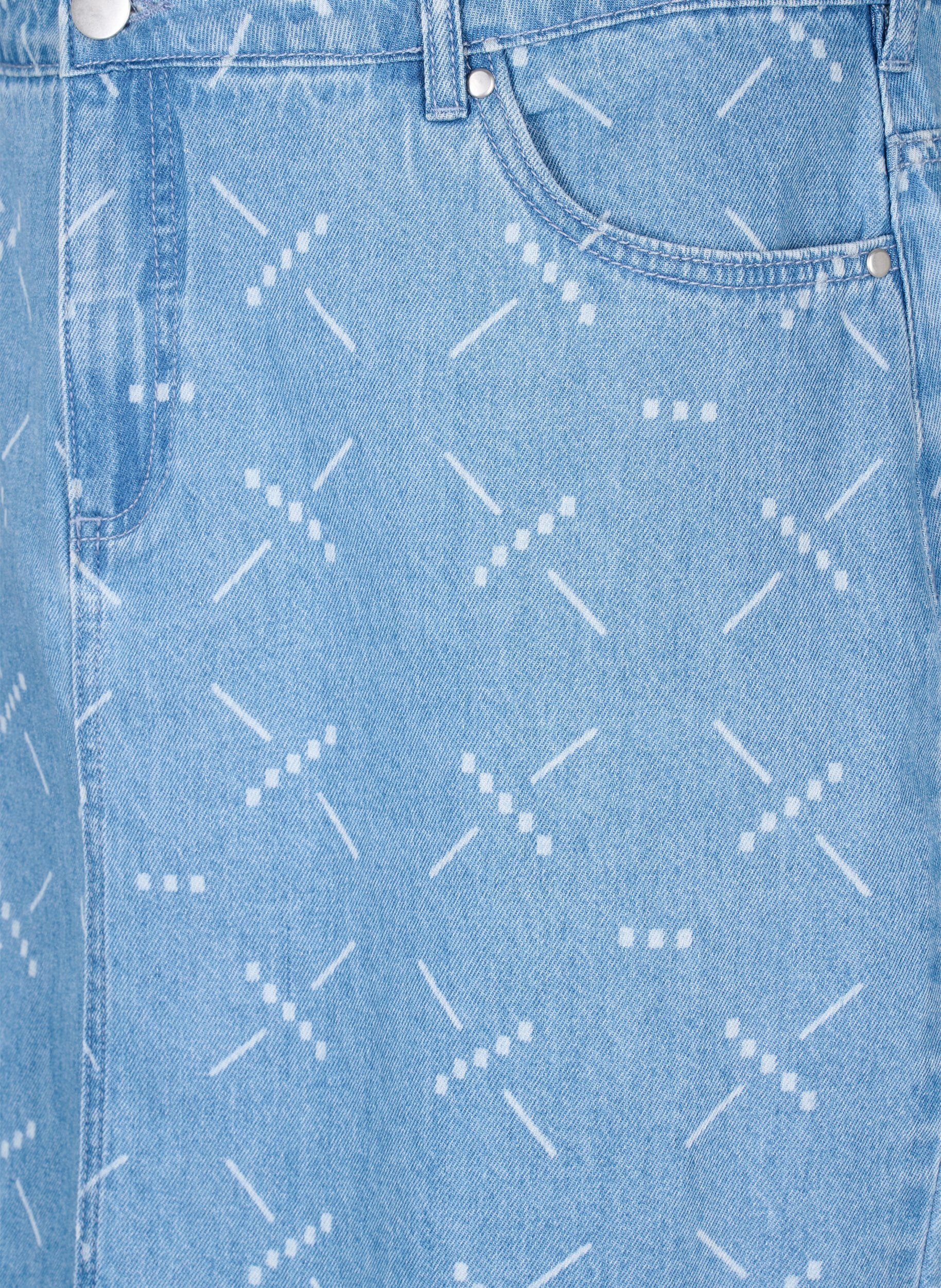 Zizzi Jeansrock mit Muster, Light blue denim, Packshot image number 2