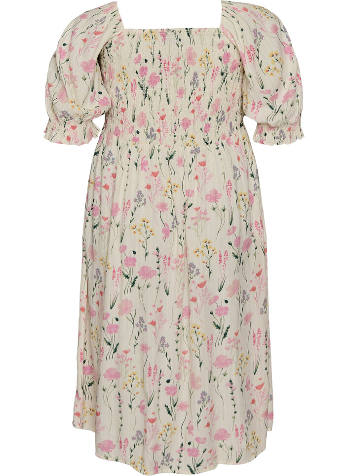 Gebl&uuml;mtes Sommerkleid aus Viskose, Vanille, Packshot image number 1