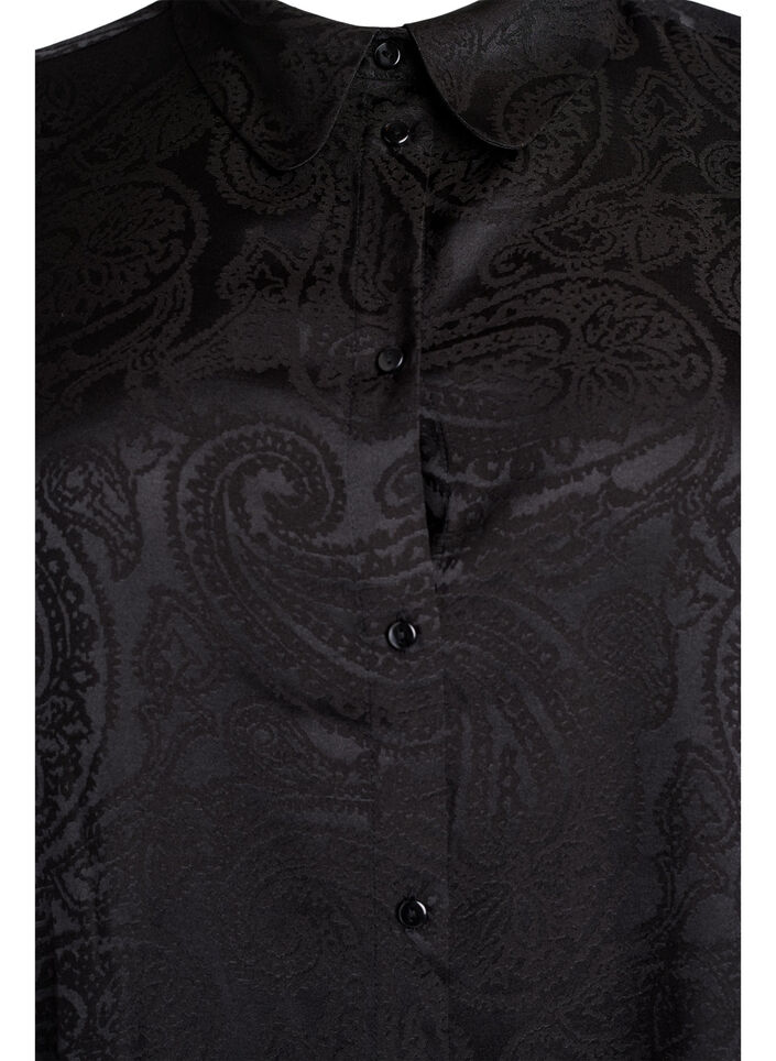 Bluse mit Ton-in-Ton Paisleymuster, Schwarz, Packshot image number 2