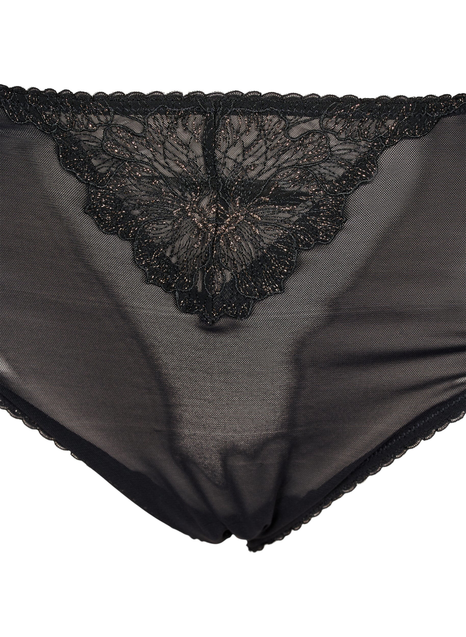 Zizzi Tai-Slip aus Mesh mit Spitzendetails, Schwarz, Packshot image number 2
