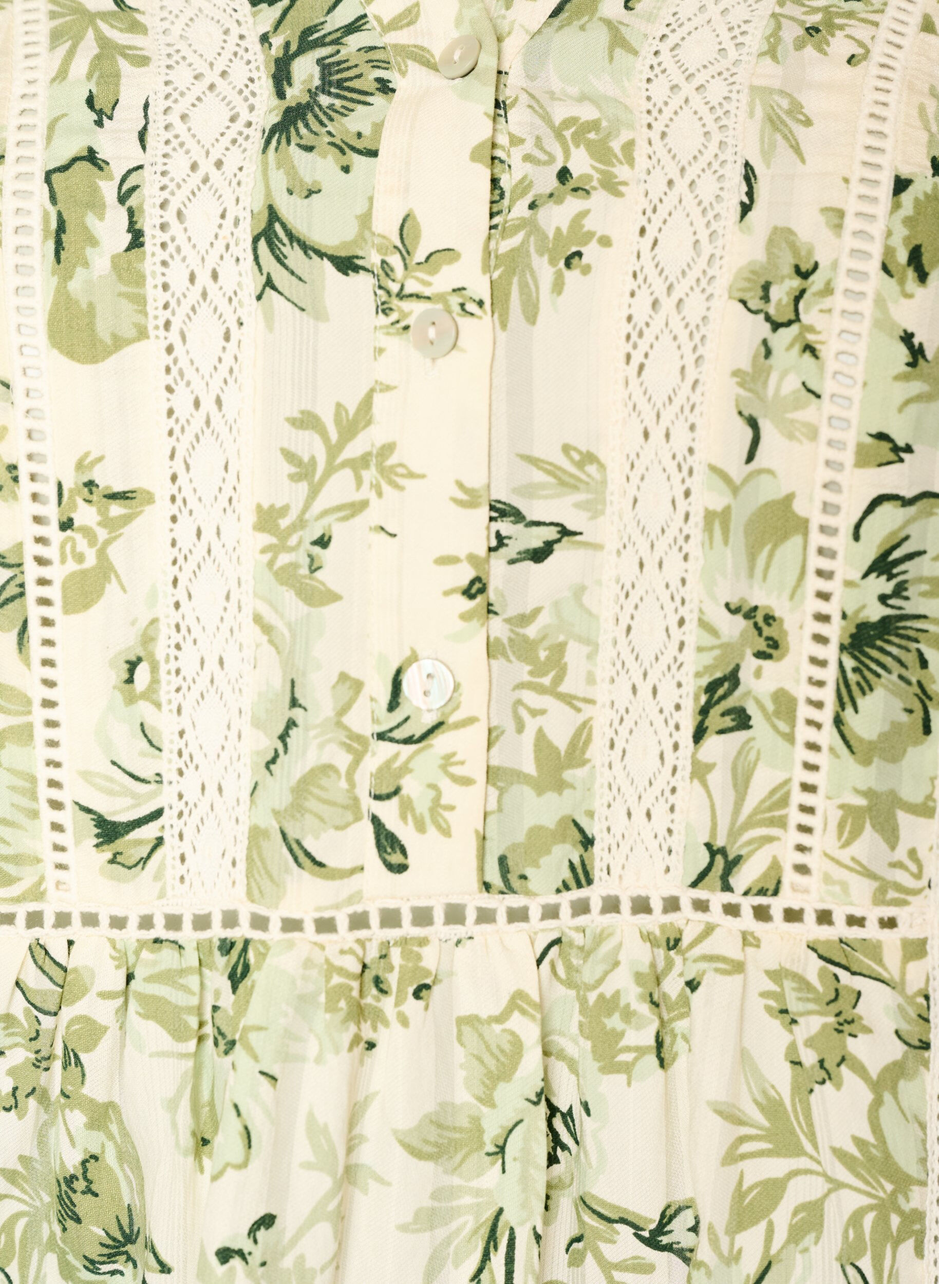 ZizziKurzes Viskosekleid mit Spitzenbesatz und A-Linien-Schnitt, Gr&uuml;n, Packshot image number 2