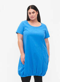 Kurzarm Kleid aus Baumwolle, French Blue, Model