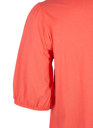 T-Shirt aus Baumwolle mit Ärmeln in Ellbogenlänge, Hot Coral, Packshot image number 3