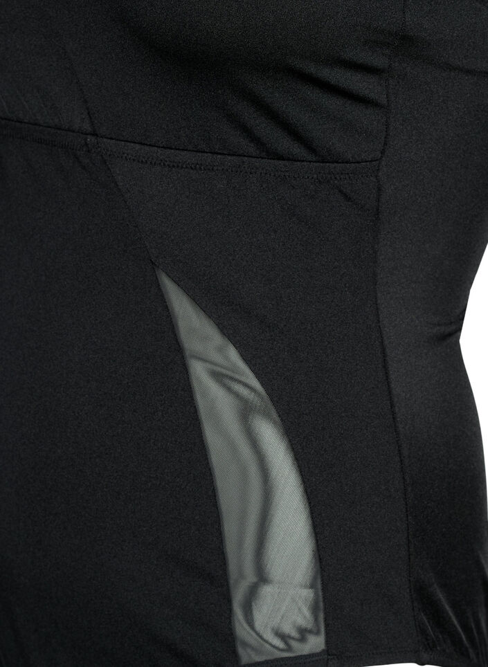 One-Shoulder-Badeanzug mit Mesh-Details, Black, Packshot image number 3