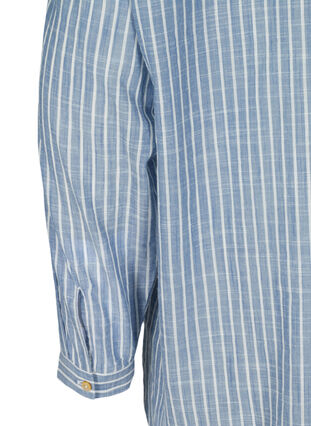 Lange gestreifte Hemdbluse aus Baumwolle, Country Blue Stripe, Packshot image number 3