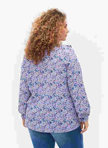 Bedruckte Bluse mit Rüschen, Purple Ditzy Flower, Model image number 1