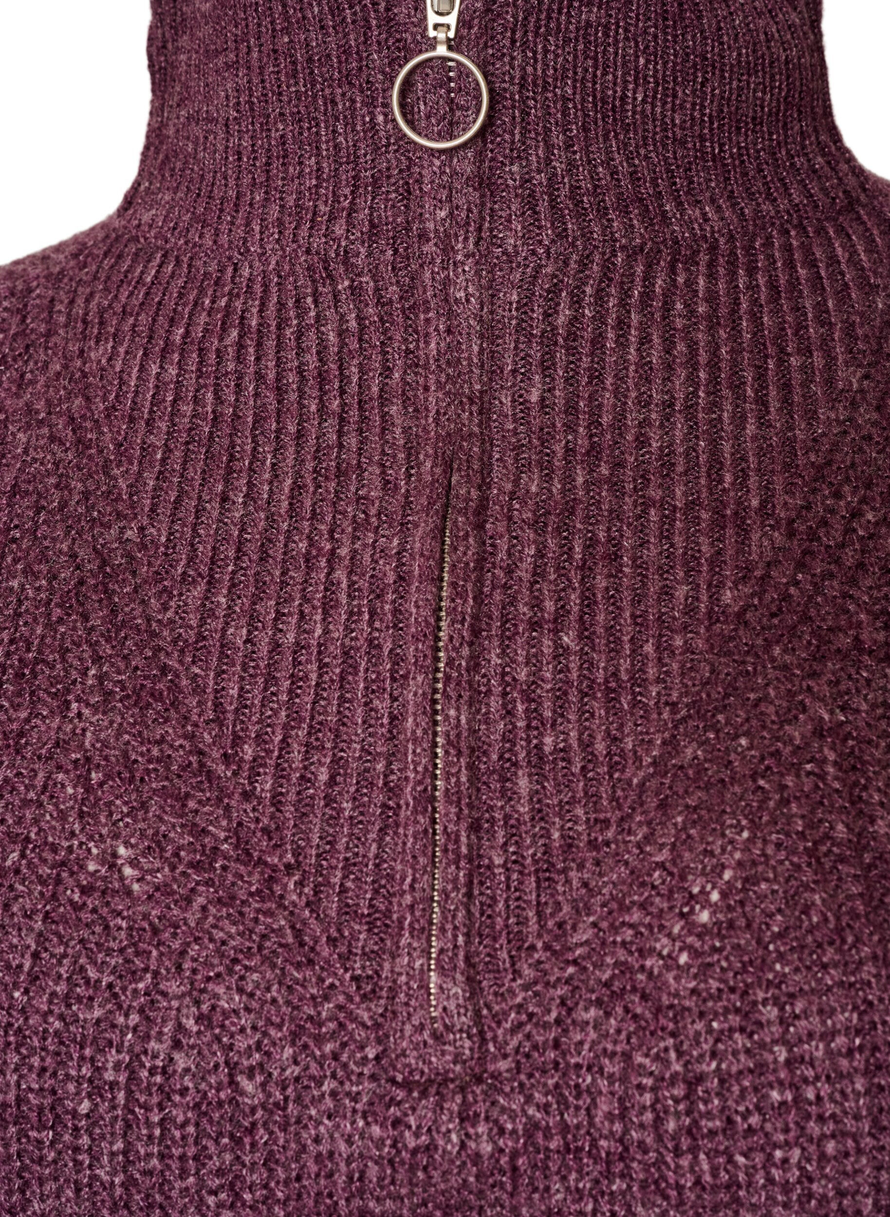 ZizziStrickpullover mit hohem Kragen und Rei&szlig;verschluss, Lila, Packshot image number 2