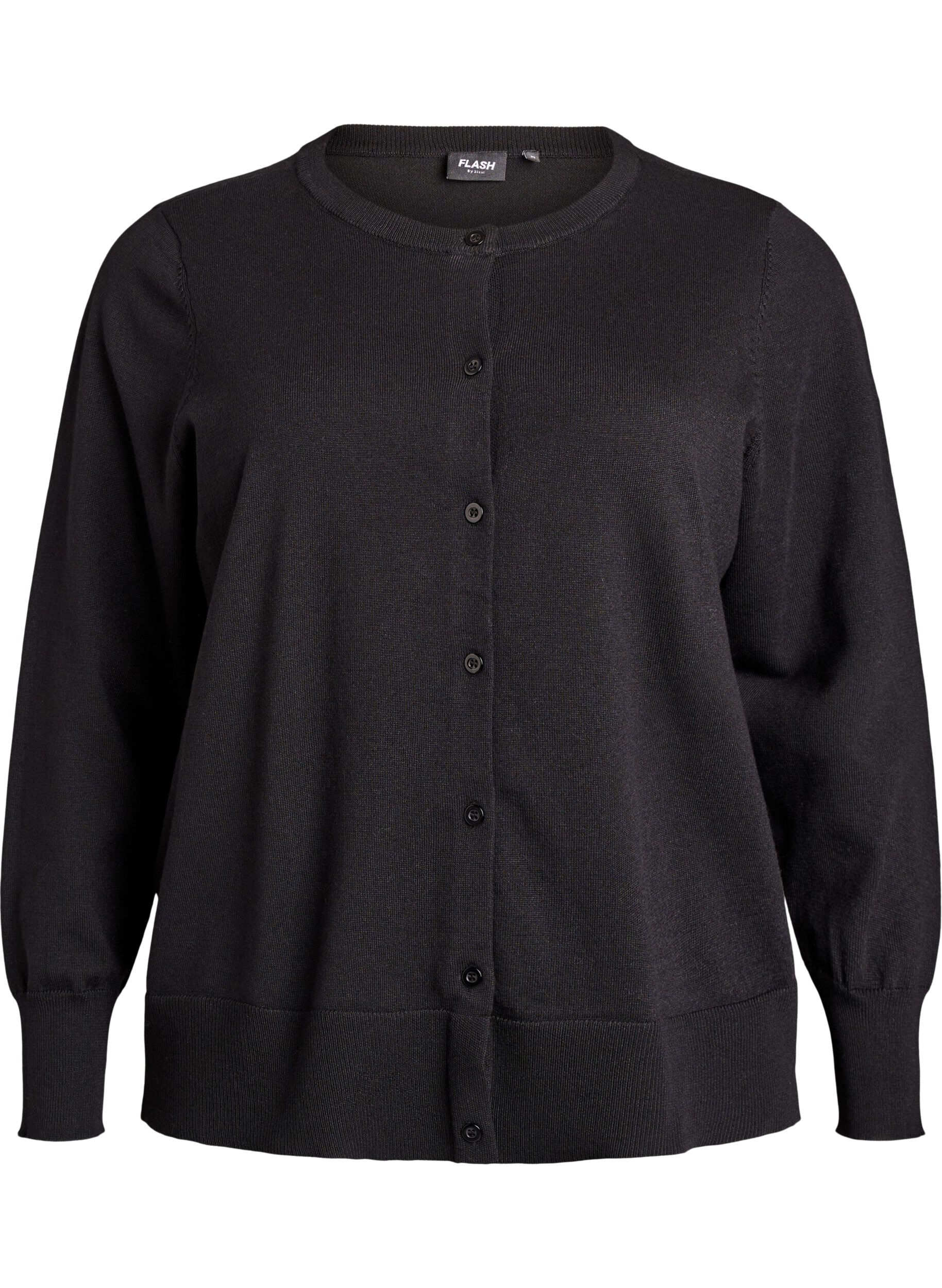 FLASH - Feinstrick-Strickjacke mit Rundhalsausschnitt