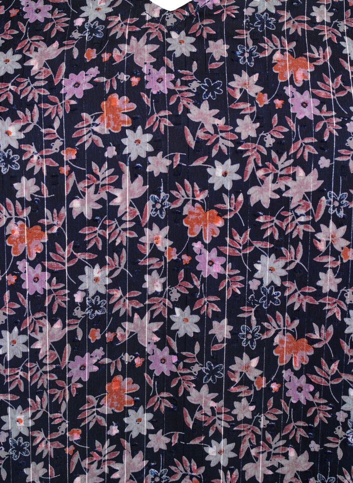 Bluse mit gebl&uuml;mtem Print und Glitzerfaden, Blau, Packshot image number 2