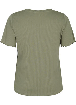 Kurzarm T-Shirt aus Rippqualität, Dusty Olive, Packshot image number 1