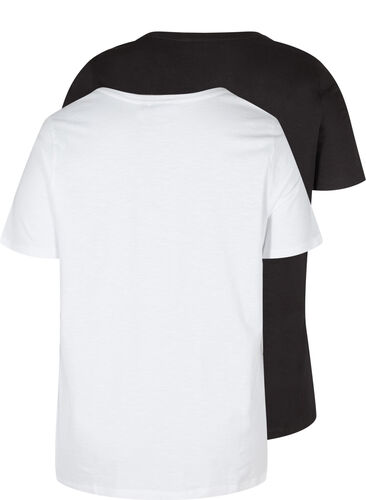 2er Pack kurzarm T-Shirts aus Baumwolle, Black/Bright White, Packshot image number 1