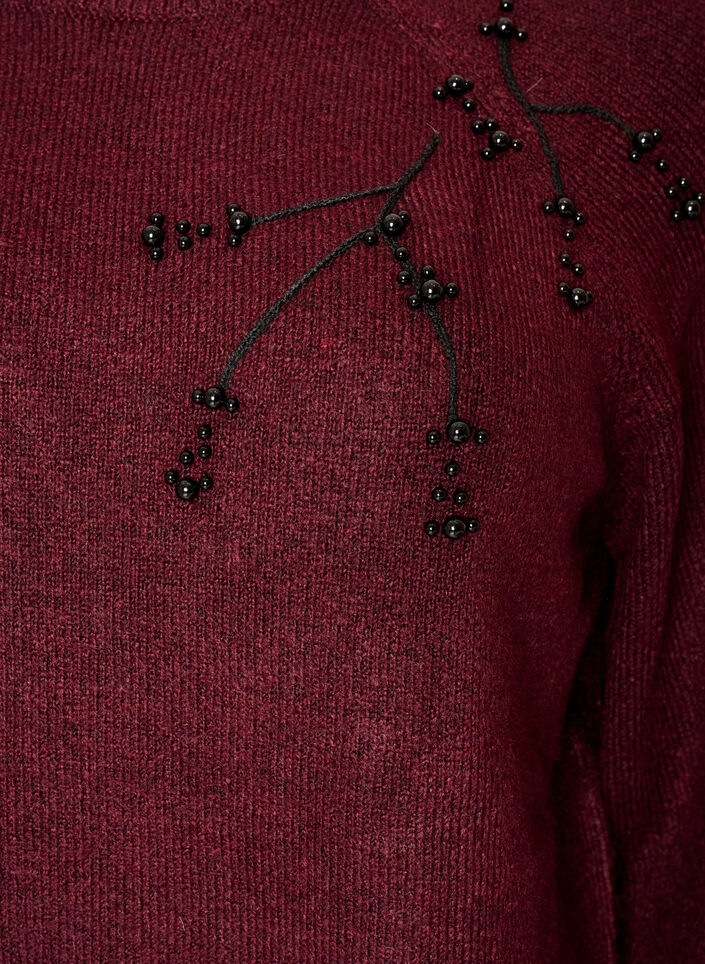 Pullover mit Perlenstickerei, Rot, Packshot image number 2