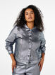 Kurze Jeansjacke in Silberbeschichtung, Gun Silver, Model image number 0